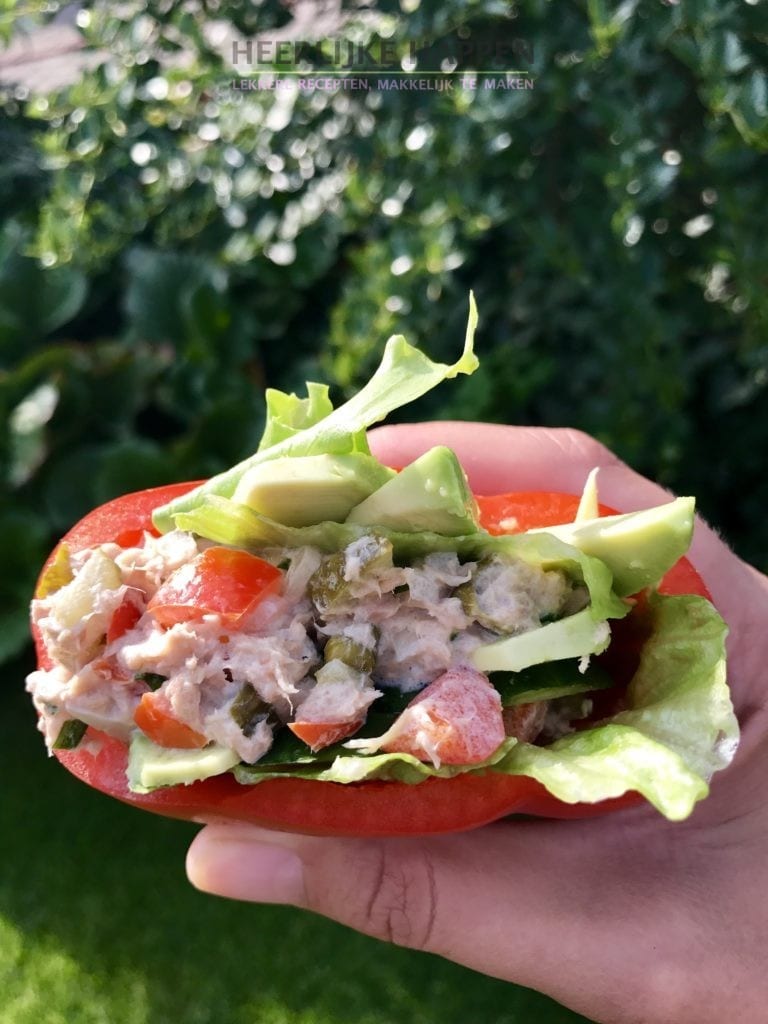 paprika sandwich met verse tonijnsalade