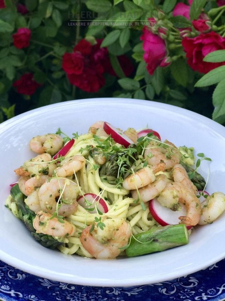 garnalen pesto pasta