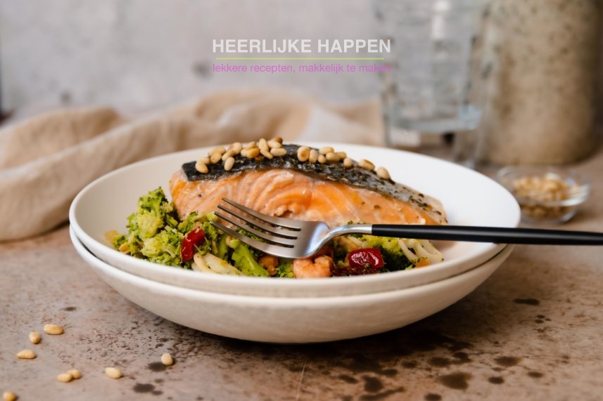 Zalm uit de oven met broccolipuree