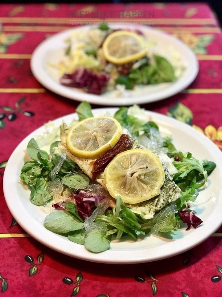 Mediterraans kabeljauwhaasje met salade