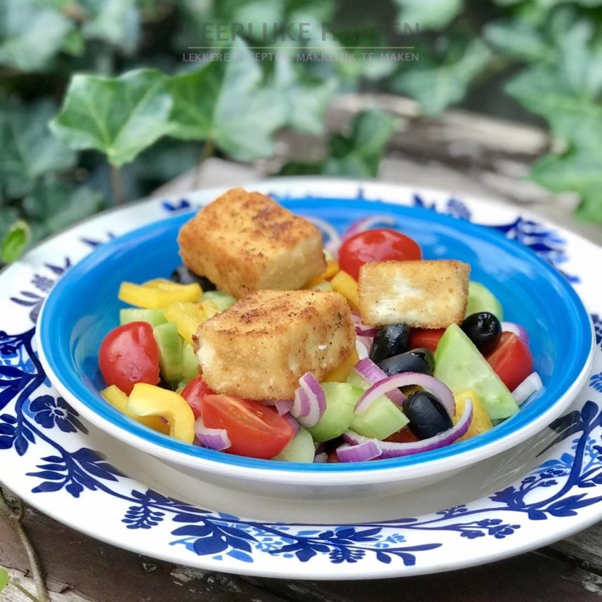 Griekse saganaki salade