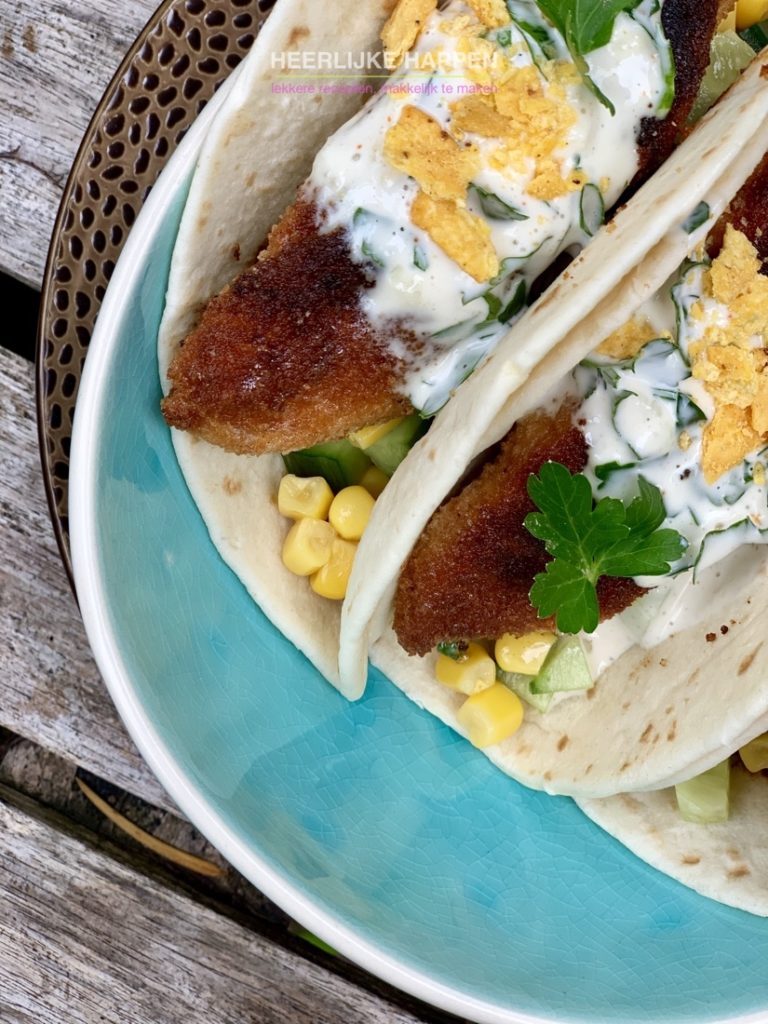 gepaneerde kip wrap met knoflooksaus