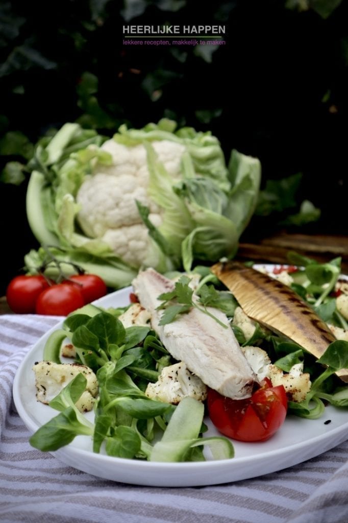 Makreelsalade met roerbak bloemkool
