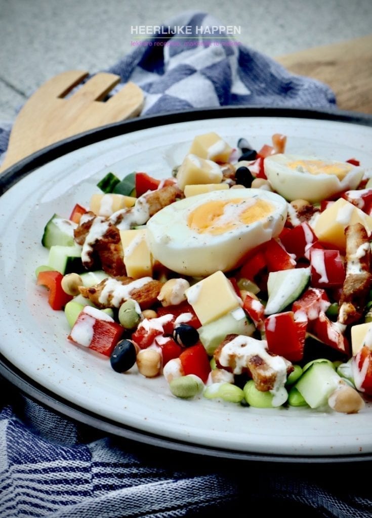 Goedgevulde proteïne salade