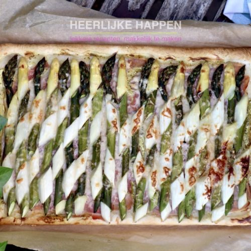 Twee kleuren asperges plaattaart