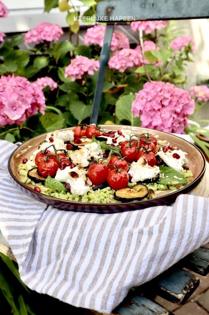 Gegrilde tomaat en auberginesalade