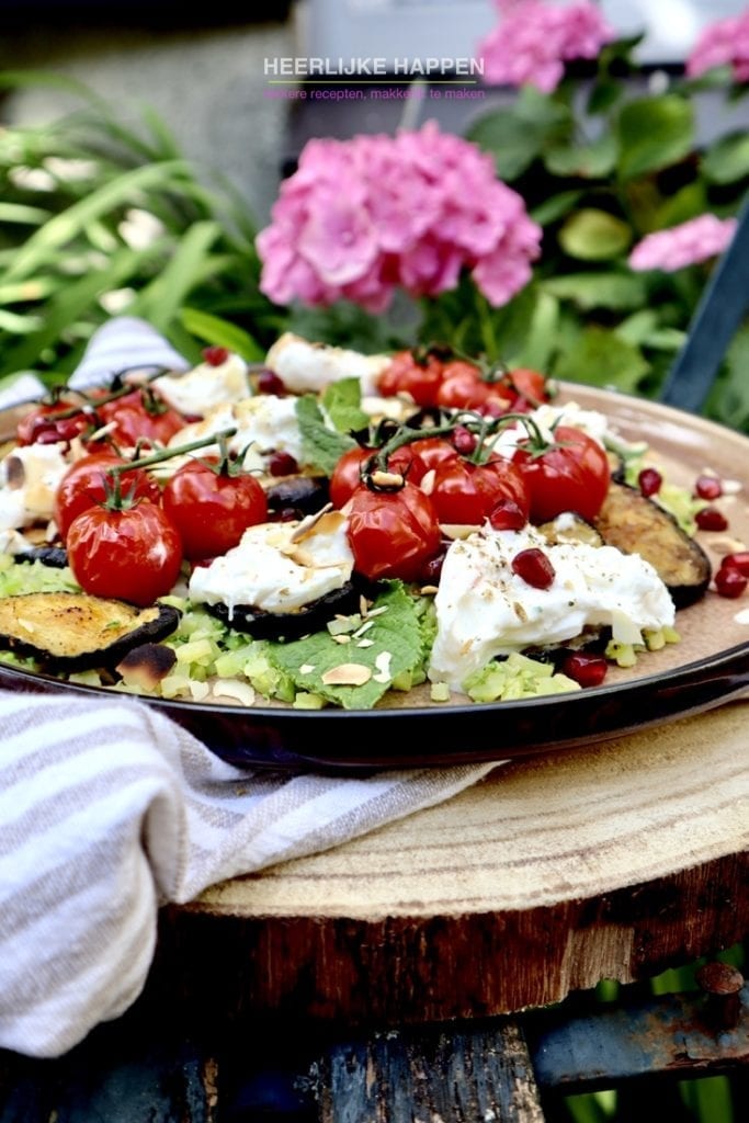Gegrilde tomaat en auberginesalade