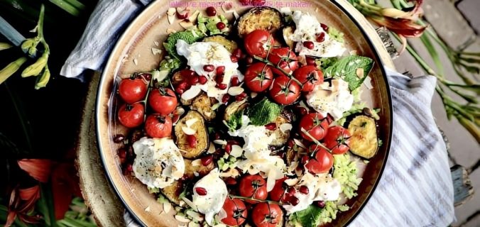 Gegrilde tomaat en auberginesalade
