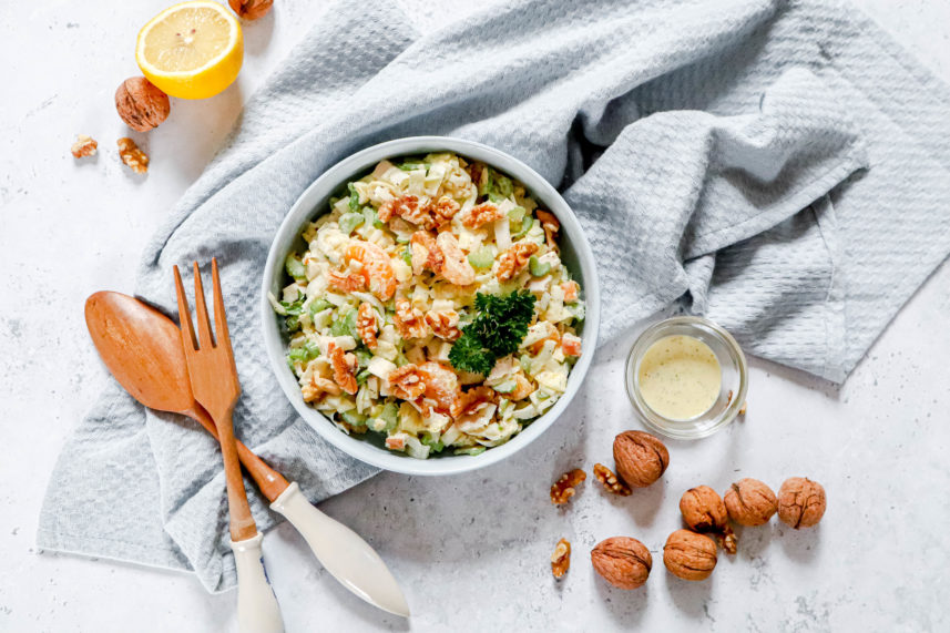 Witlofsalade met gerookte kip en mandarijn