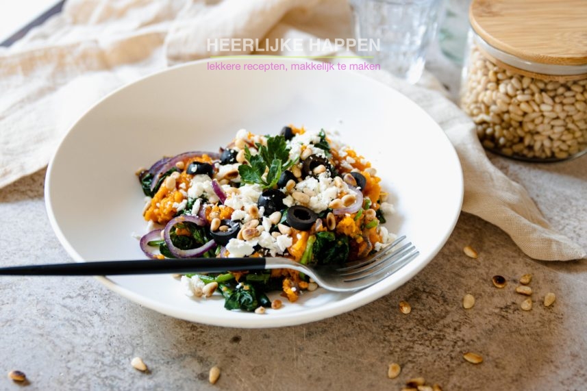 Zoete aardappelstamp met feta