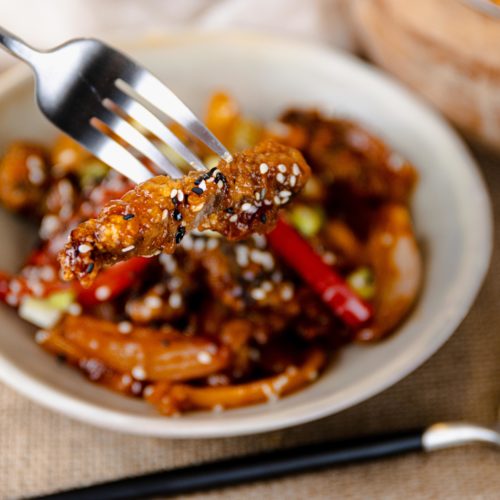 Crispy beef in sweet and sour sauce