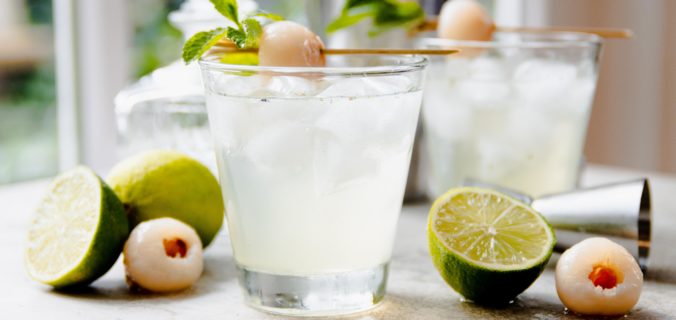 Lychee mint lime cocktail