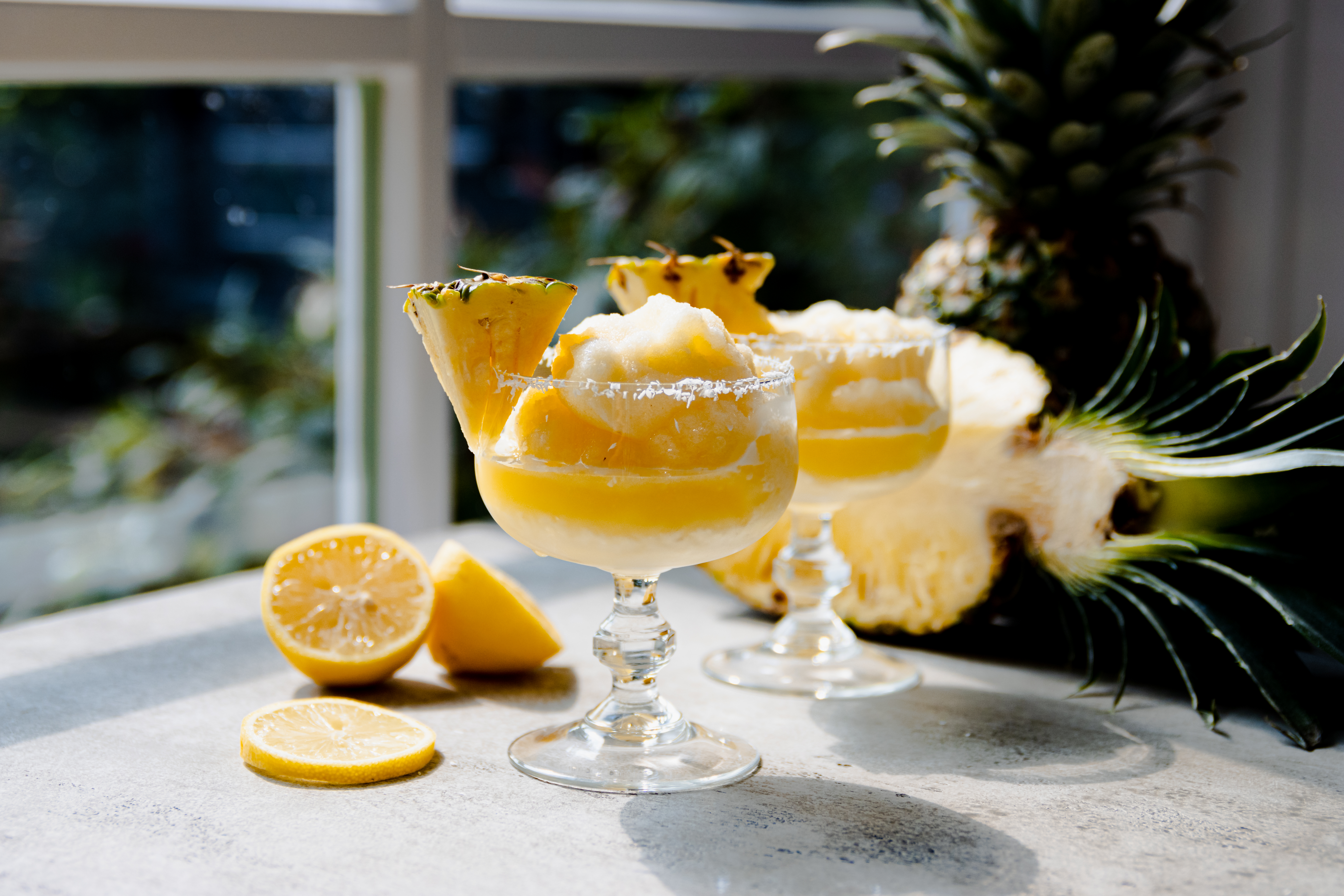 Frozen pineapple amaretto cocktail