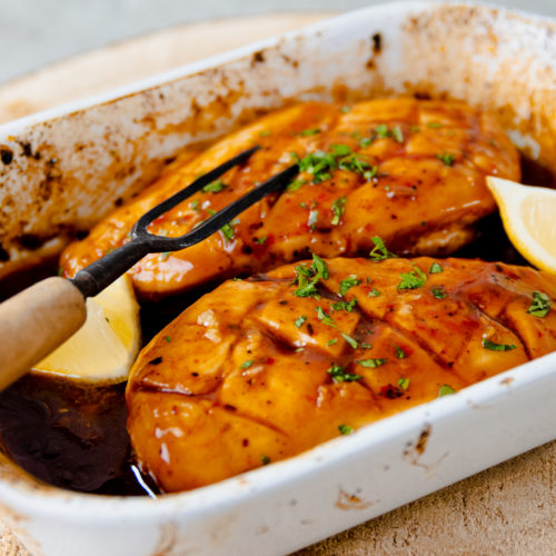Harissa chicken with agave syrup