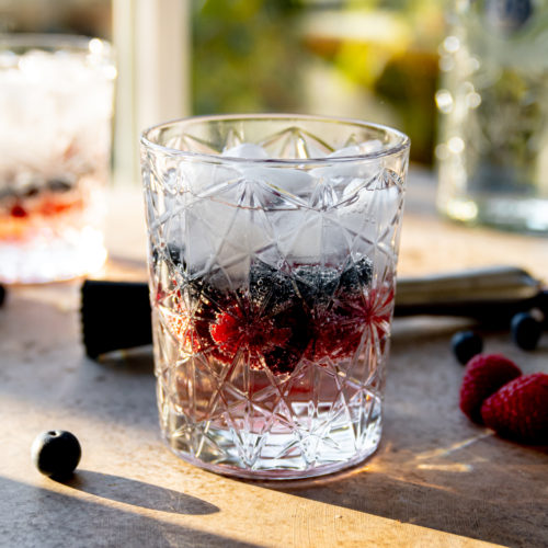 Non-alcoholic raspberry gin fizz