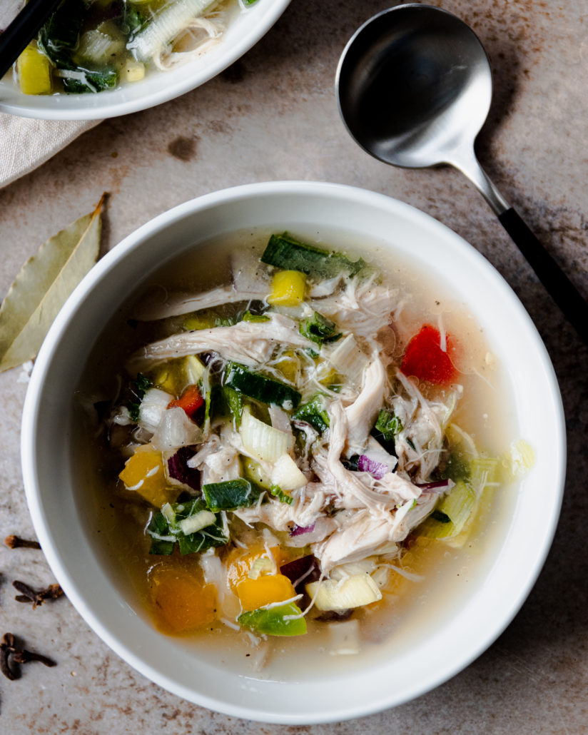 Fresh chicken soup without stock cube