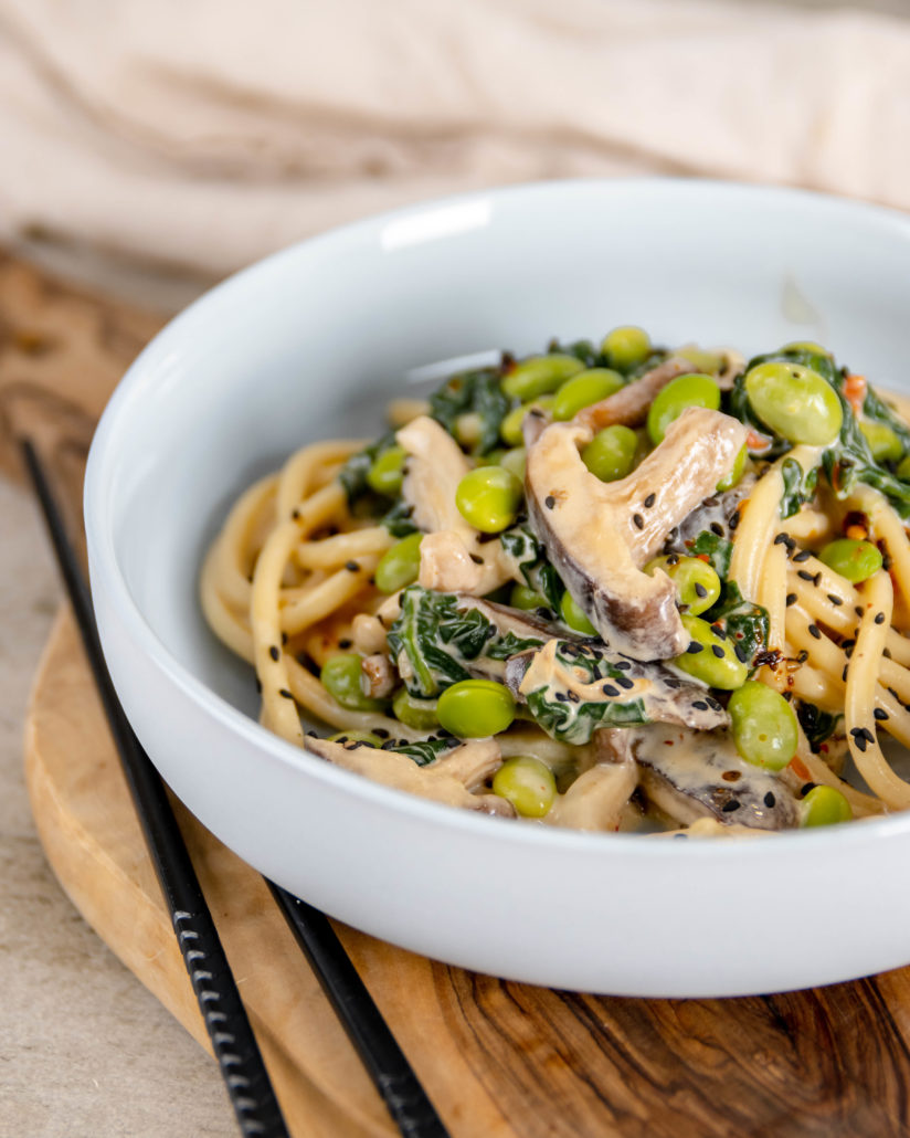 Miso noodles with soy beans