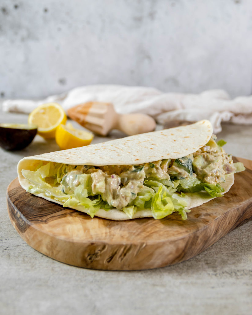 Piadina with avocado tuna salad