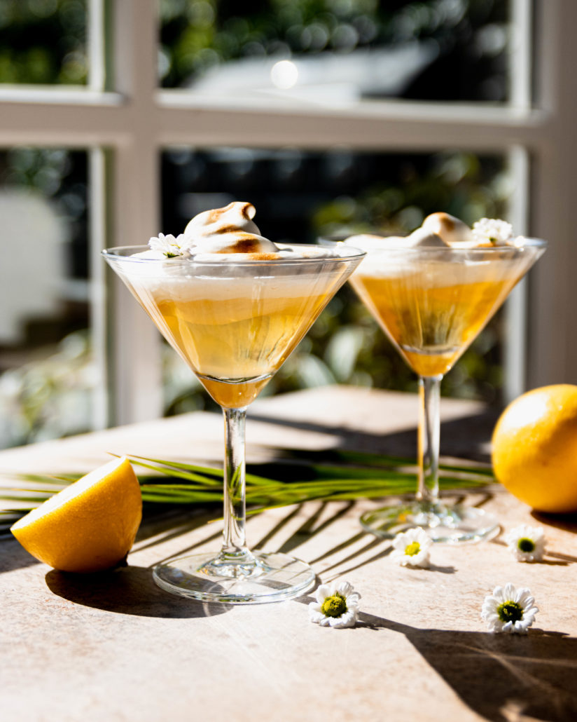 Lemon meringue martini mocktail