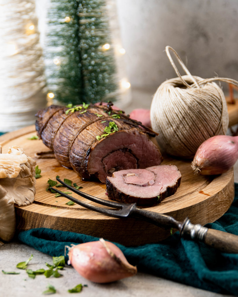 Gevulde runderrollade met cranberrysaus