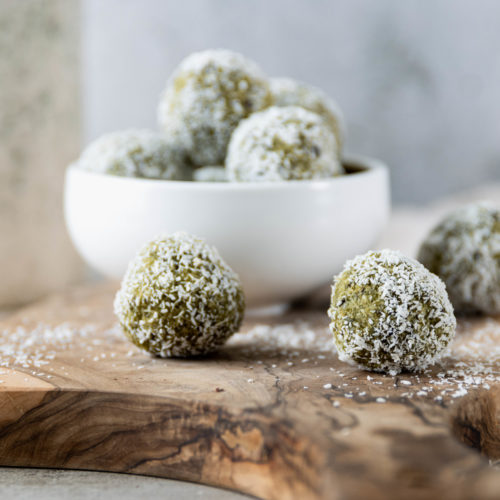 Chocolade matcha kokos balletjes