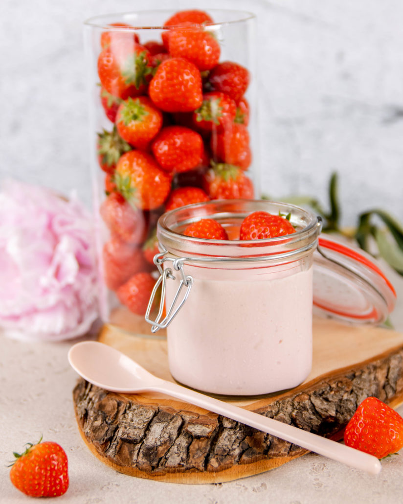 Aardbeien cottage cheese mousse