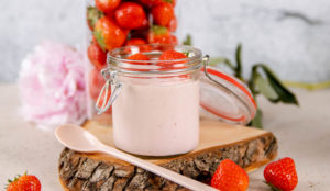 Aardbeien cottage cheese mousse