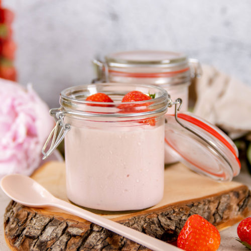Aardbeien cottage cheese mousse