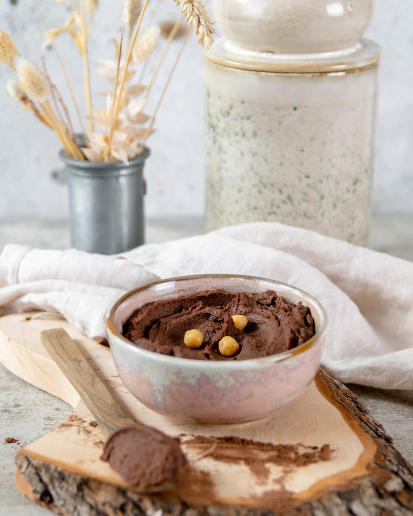 Eiwitrijke kikkererwten chocolade spread