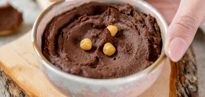 Eiwitrijke kikkererwten chocolade spread