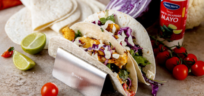 Vegetarische krokante bloemkooltaco's