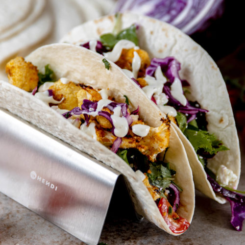 Vegetarische krokante bloemkooltaco's