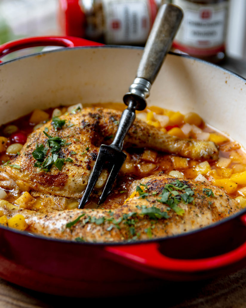 Gekruide kip met zoete vruchtjes