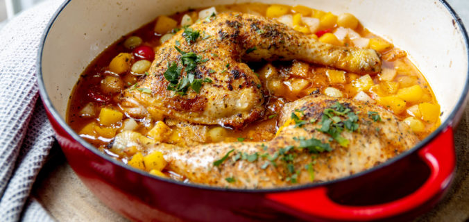 Gekruide kip met zoete vruchtjes
